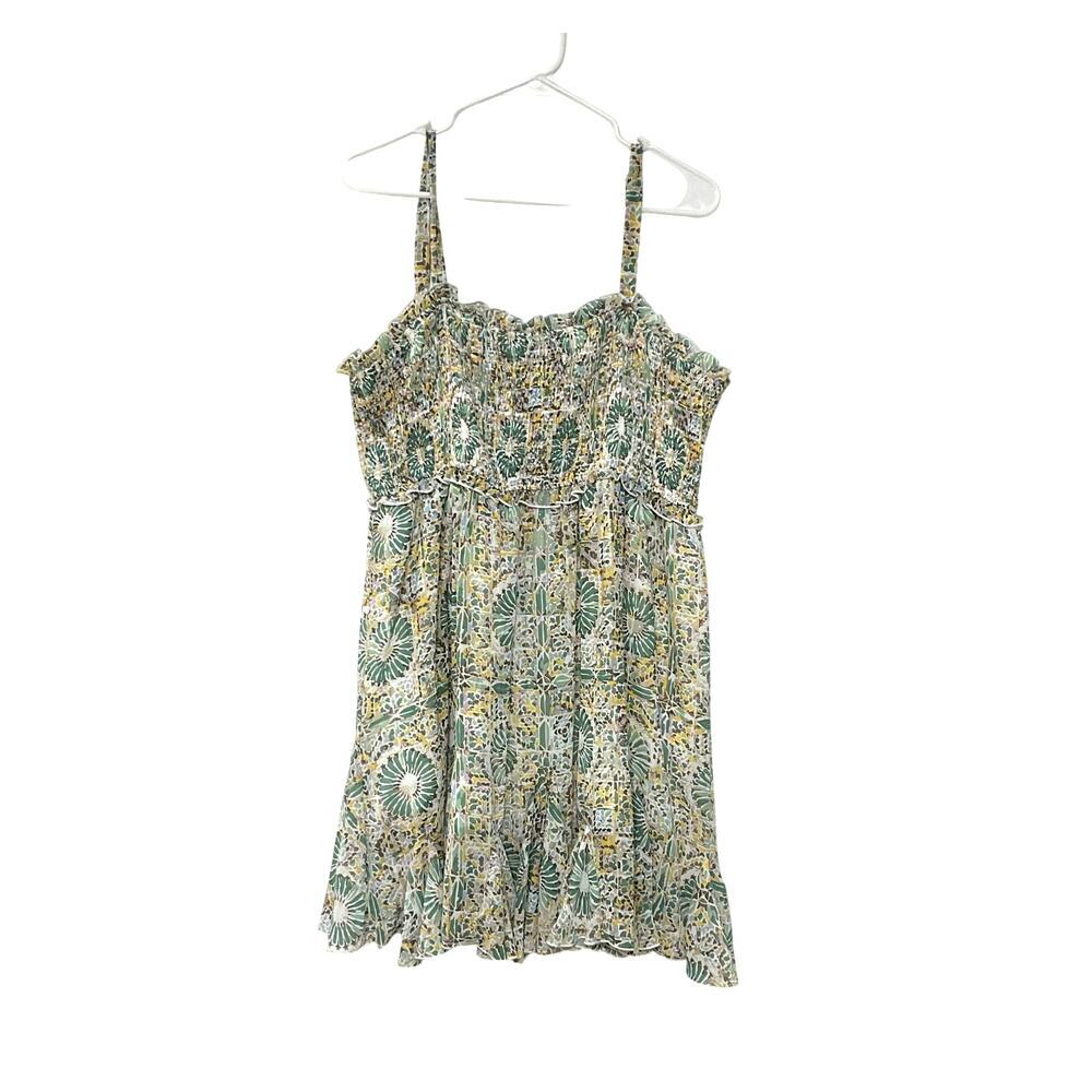 Arula Multicolor Smocked Sleeveless Ruffle Babydoll Mini Dress Sz 2X Plus